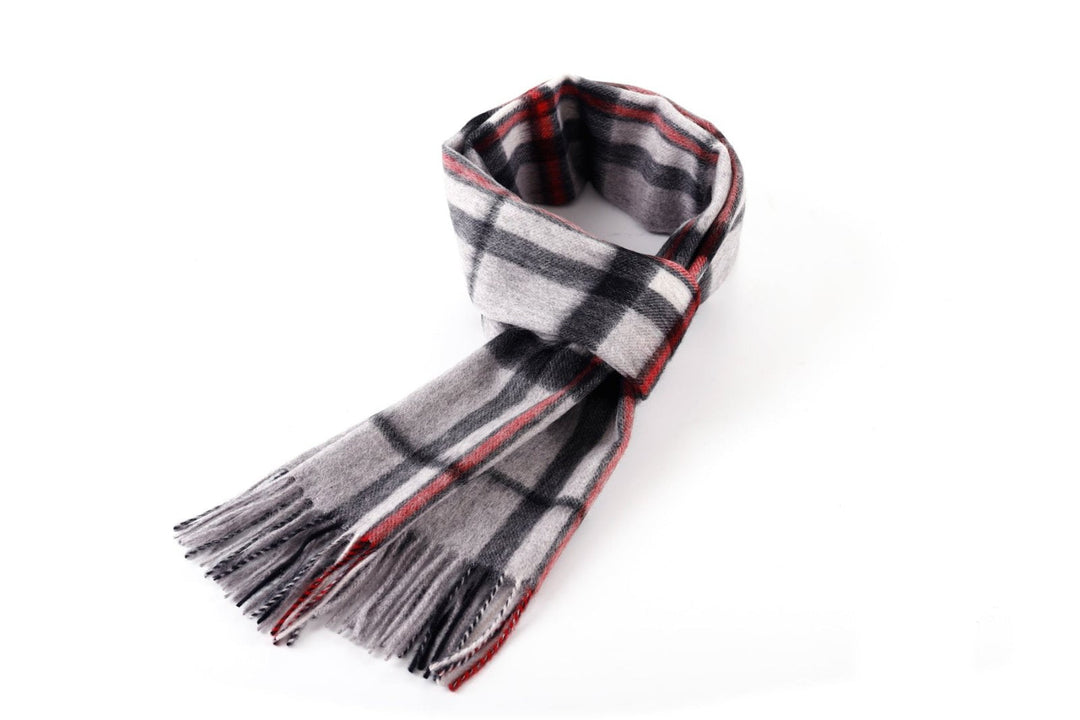 Scarf Tartan 100% Pure Lambswool Scottish Design Thomson Grey