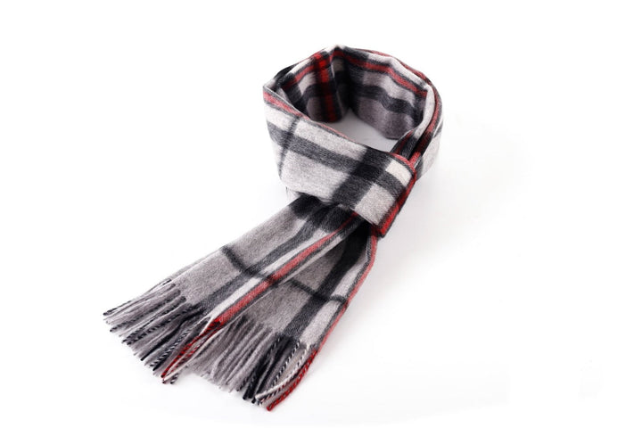 Scarf Tartan 100% Pure Lambswool Scottish Design Thomson Grey