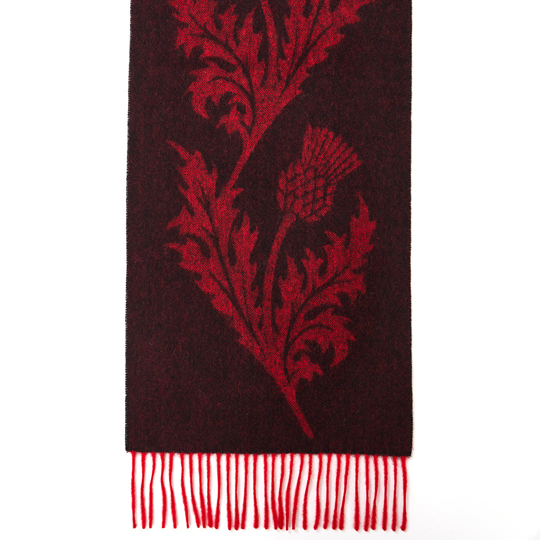 Single Thistle Red Scarf 100% Pure Lambswool