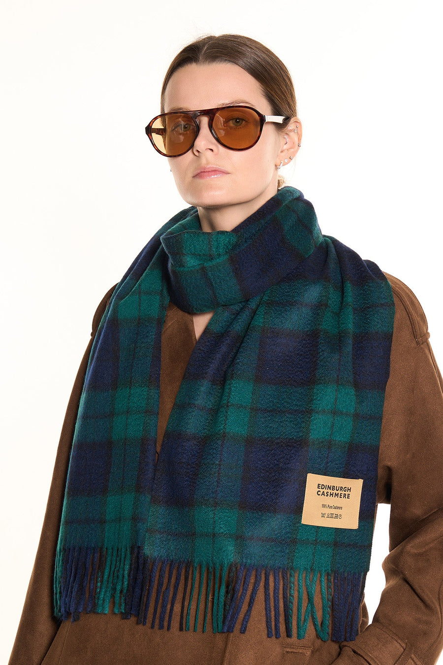 100% Pure Cashmere Scarf Design Black Watch Tartan