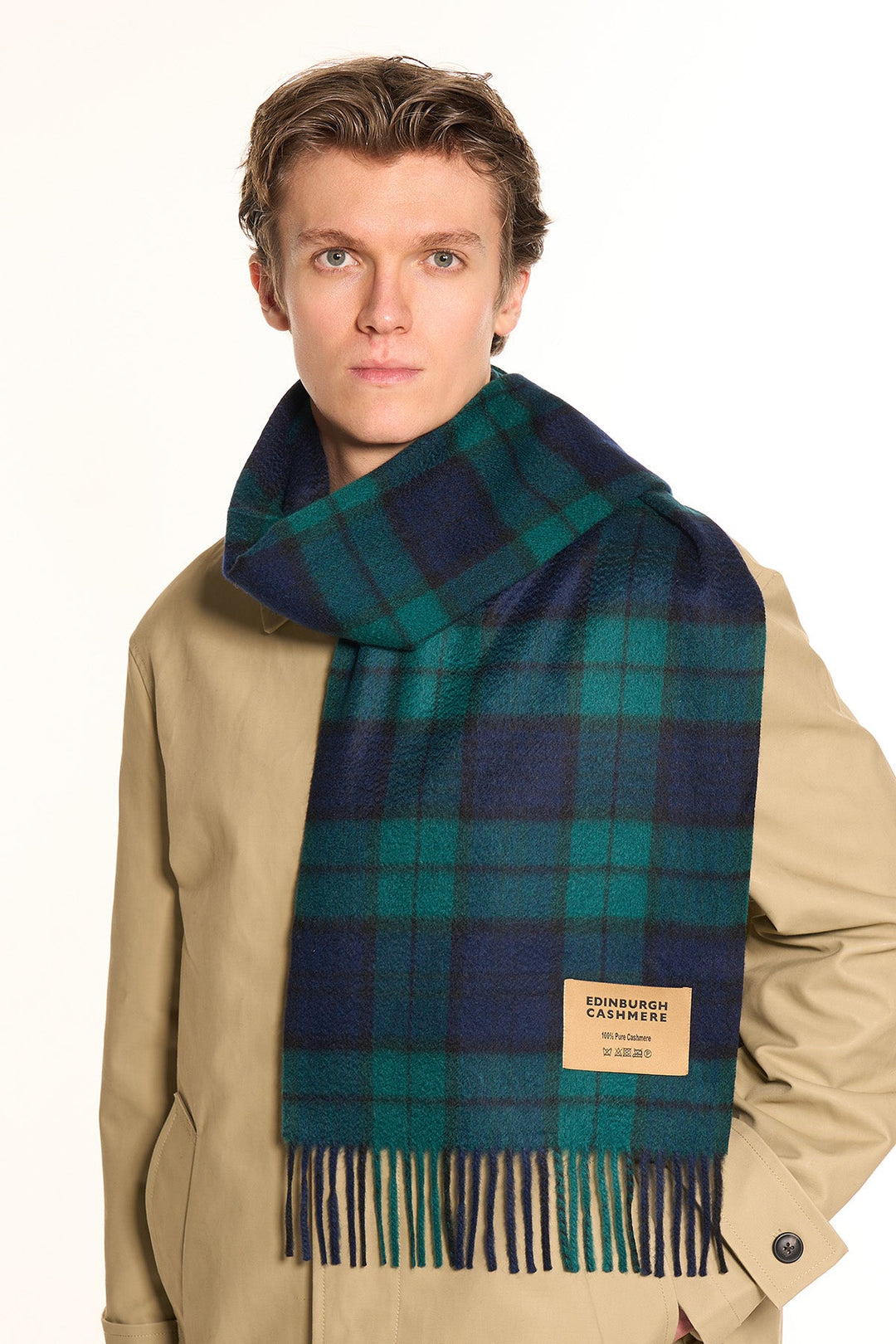 100% Pure Cashmere Scarf Design Black Watch Tartan