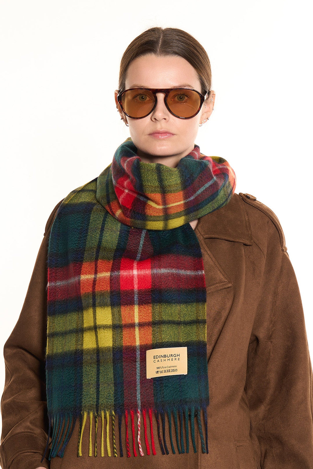 100% Pure Men Cashmere Scarf Scottish Design Buchanan Tartan