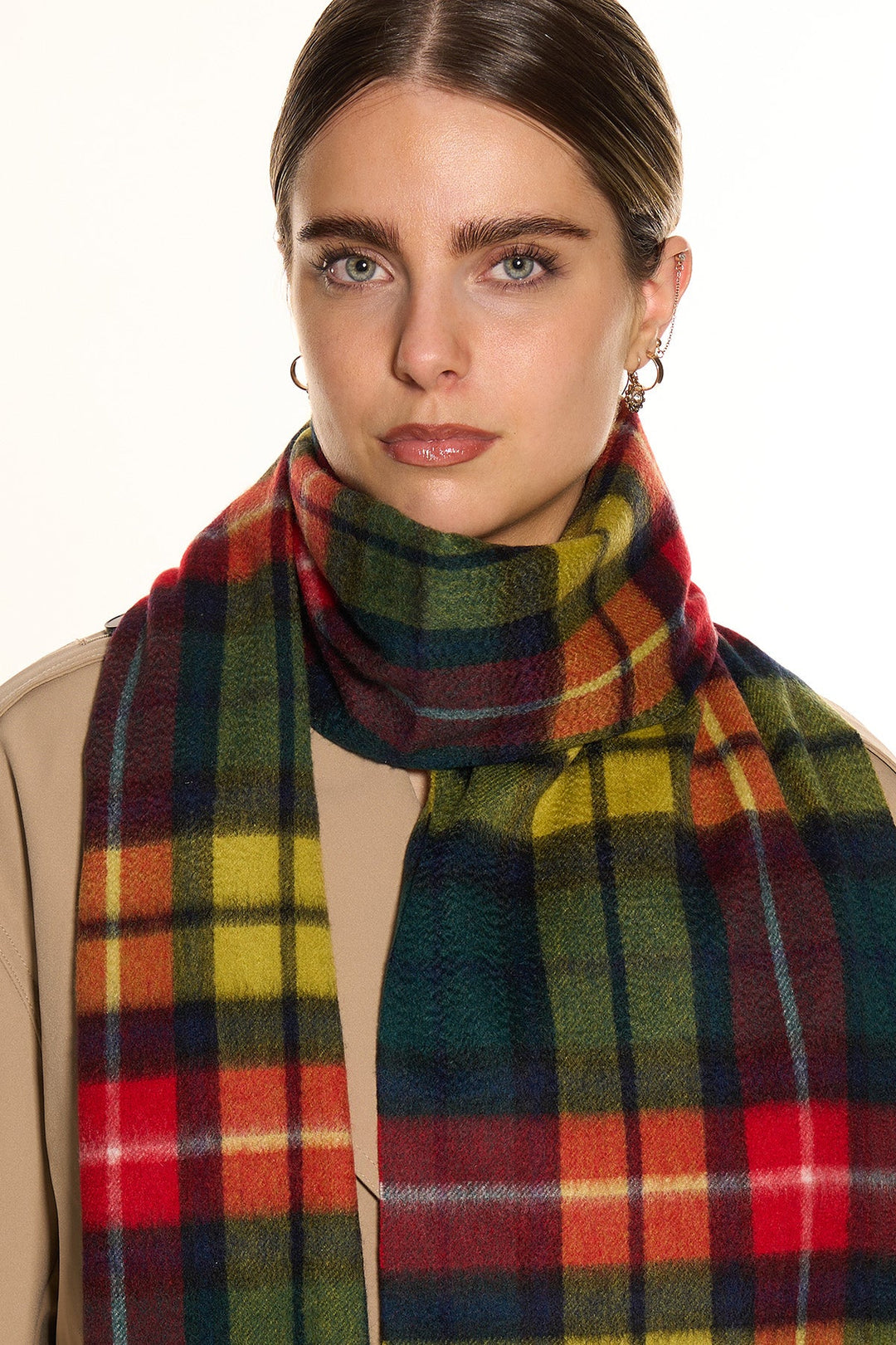 100% Pure Cashmere Scarf Scottish Design Buchanan Tartan - Small Size