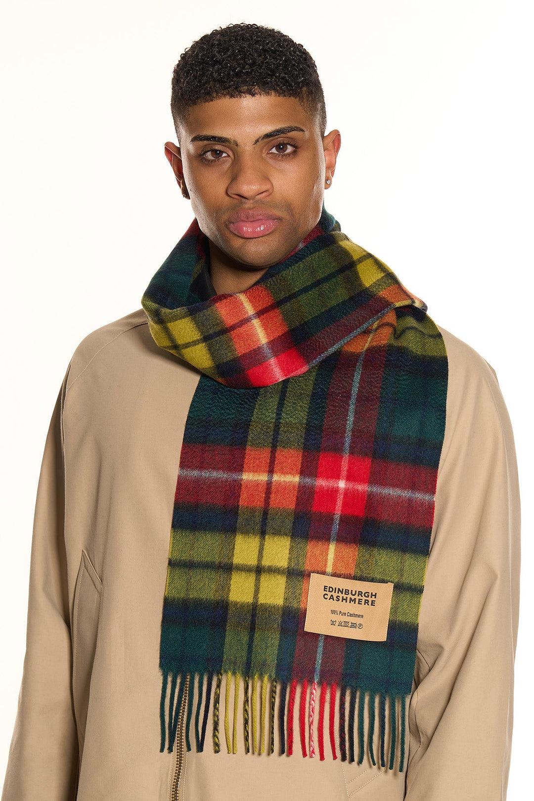 100% Pure Cashmere Scarf Scottish Design Buchanan Tartan - Small Size