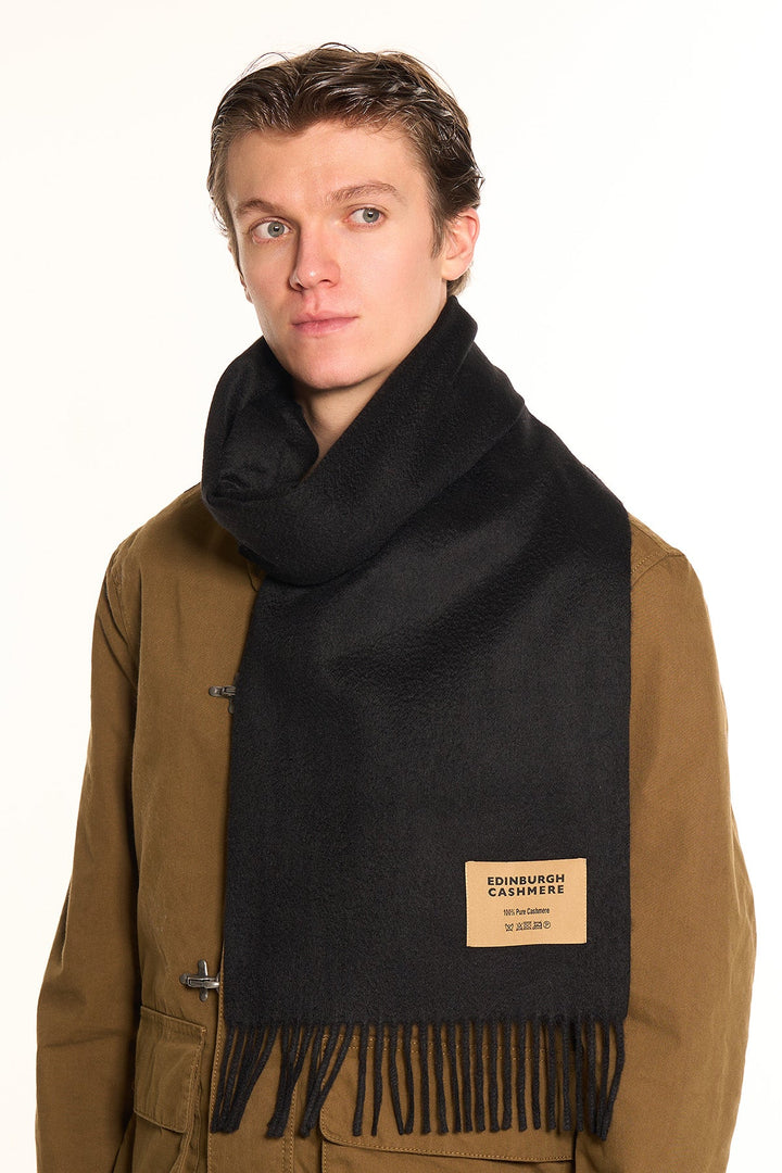 100% Pure Men Cashmere Scarf Black