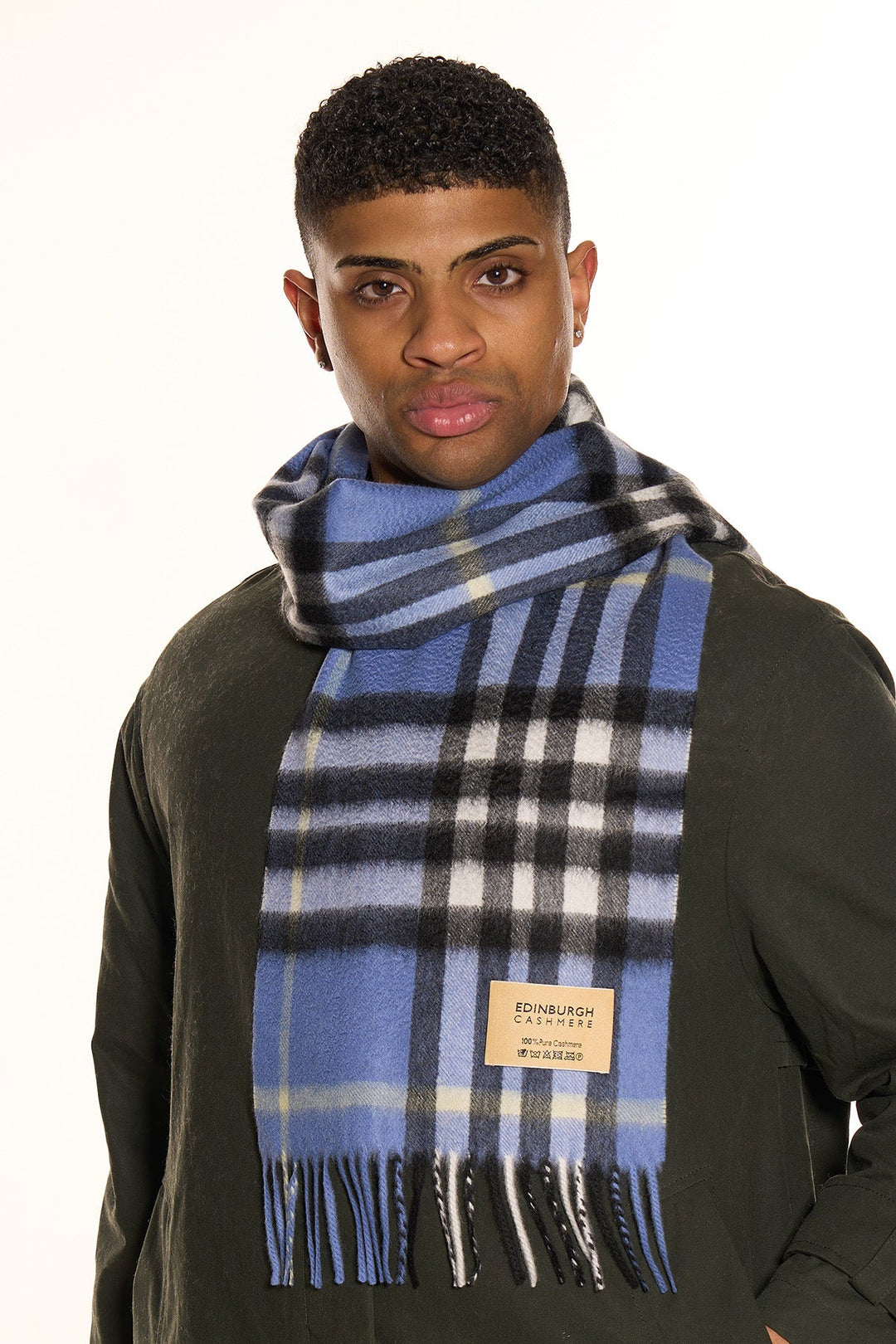 100% Pure Cashmere Designer Scarf Iconic DC Classic Blue - Small Size