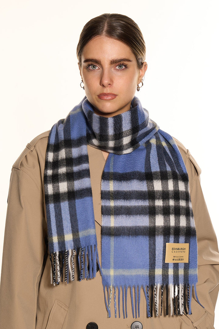 100% Pure Cashmere Designer Scarf Iconic DC Classic Blue - Small Size