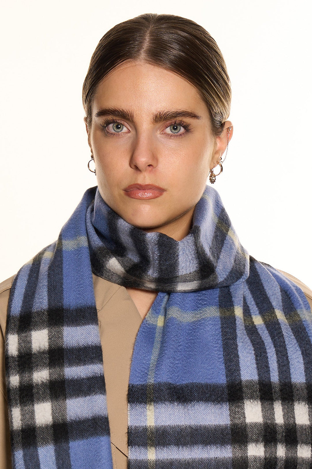 100% Pure Cashmere Designer Scarf Iconic DC Classic Blue - Small Size