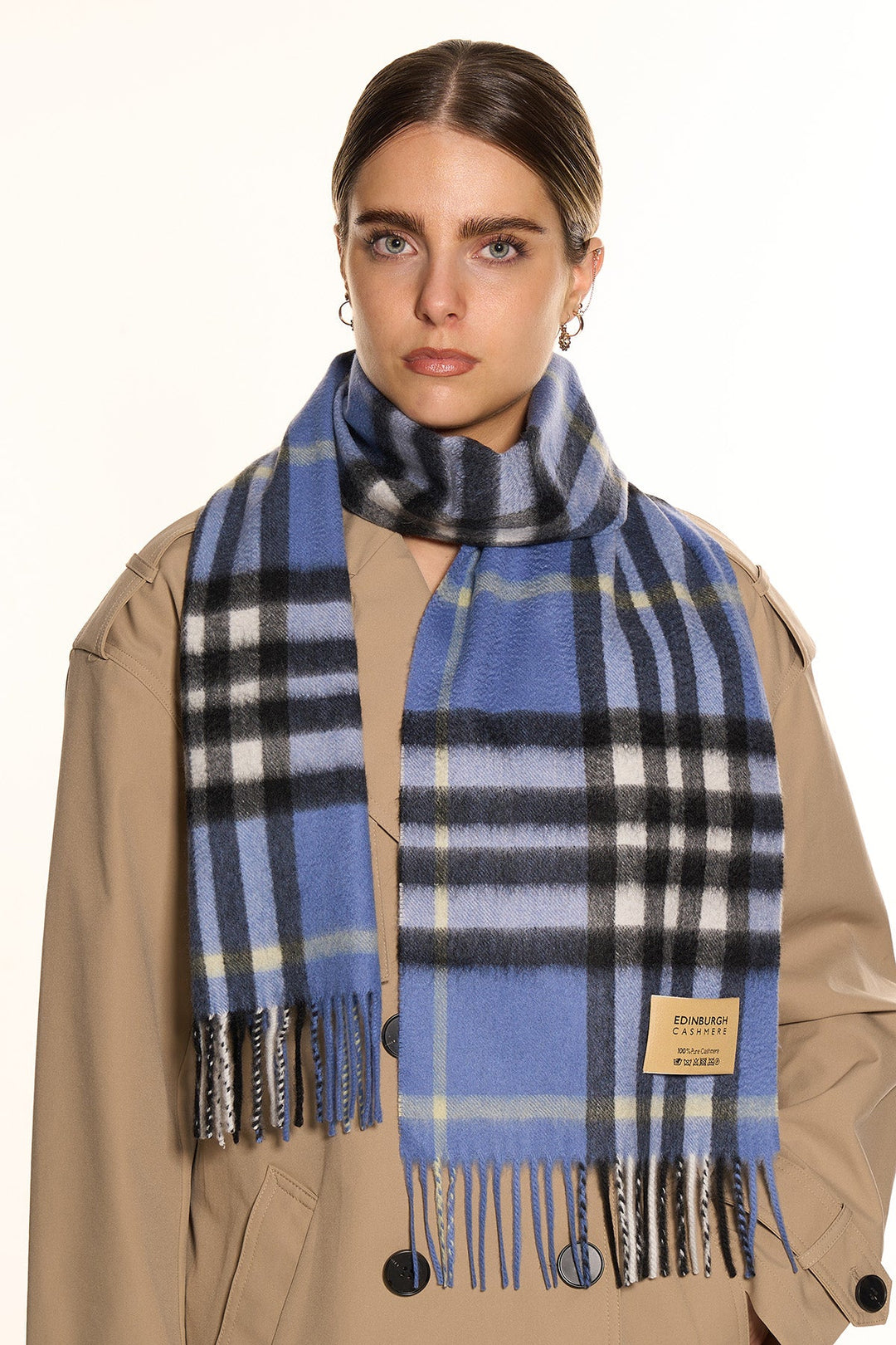 100% Pure Cashmere Designer Scarf Iconic DC Classic Blue - Small Size