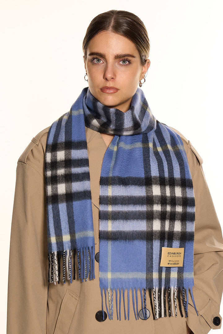 100% Pure Cashmere Designer Scarf Iconic DC Classic Blue - Small Size