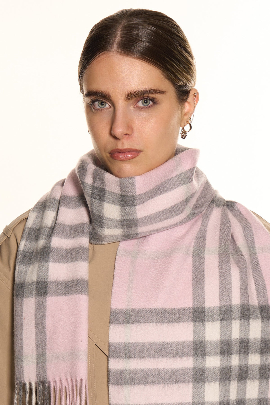 Cashmere Designer Scarf Iconic DC Classic Pink - Small Size