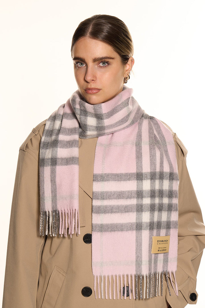 Cashmere Designer Scarf Iconic DC Classic Pink - Small Size