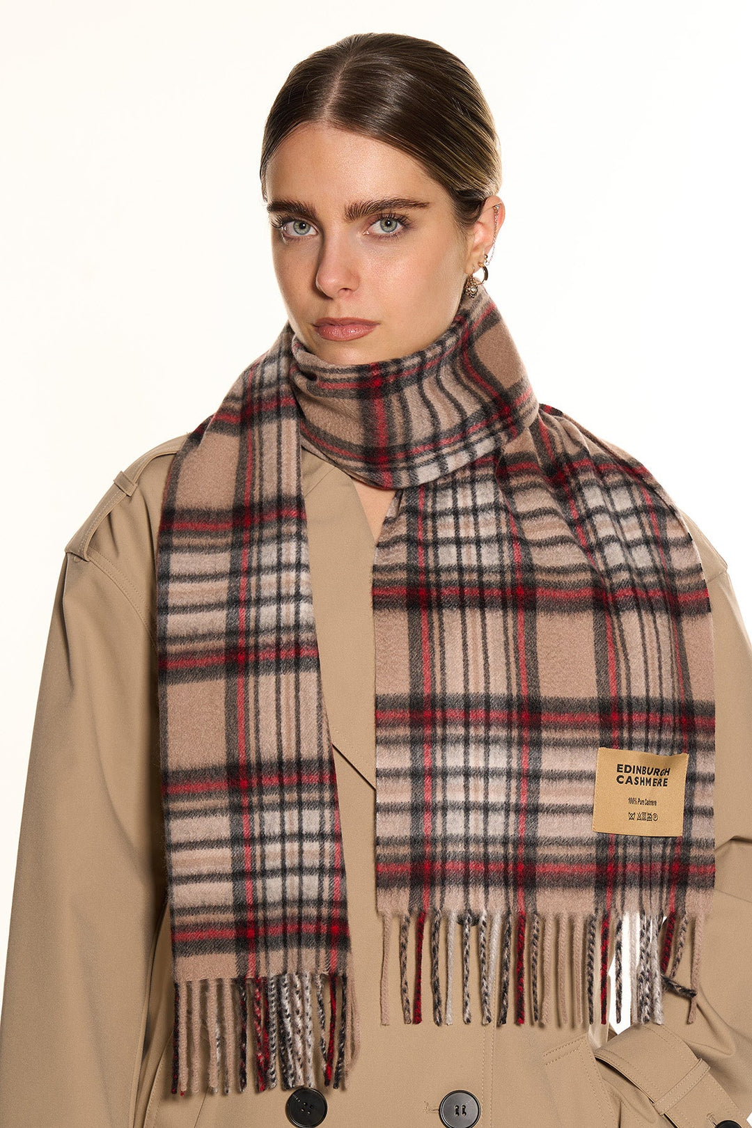 100% Pure Cashmere Scarves Stewart Camel Clan - Small Size