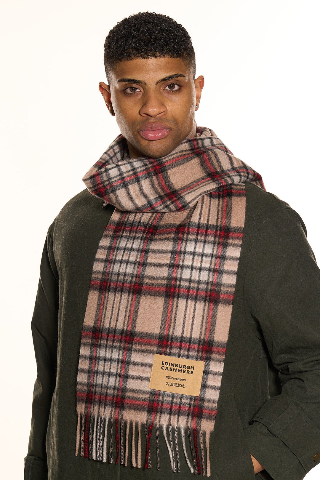 100% Pure Cashmere Scarves Stewart Camel Clan - Small Size