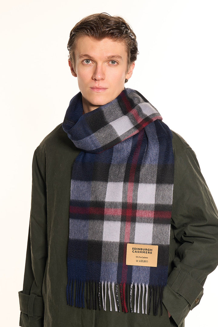 100% Pure Cashmere Scarf Scottish Design Navy