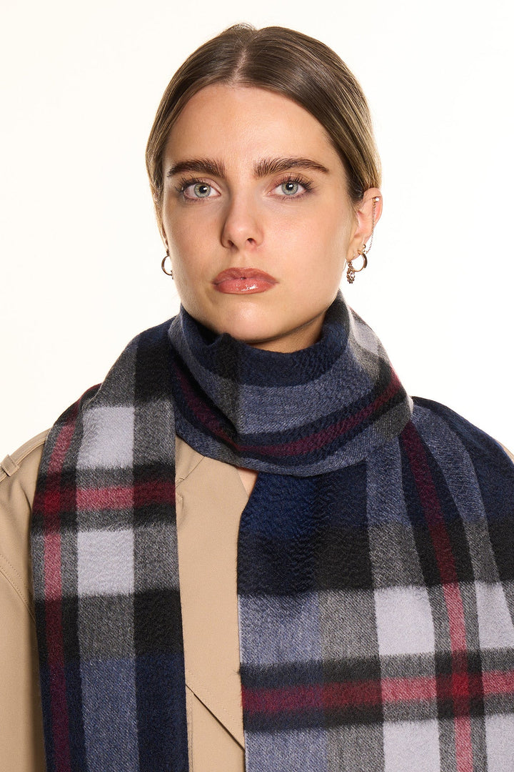 100% Pure Cashmere Scarf Scottish Design Navy - Small Size