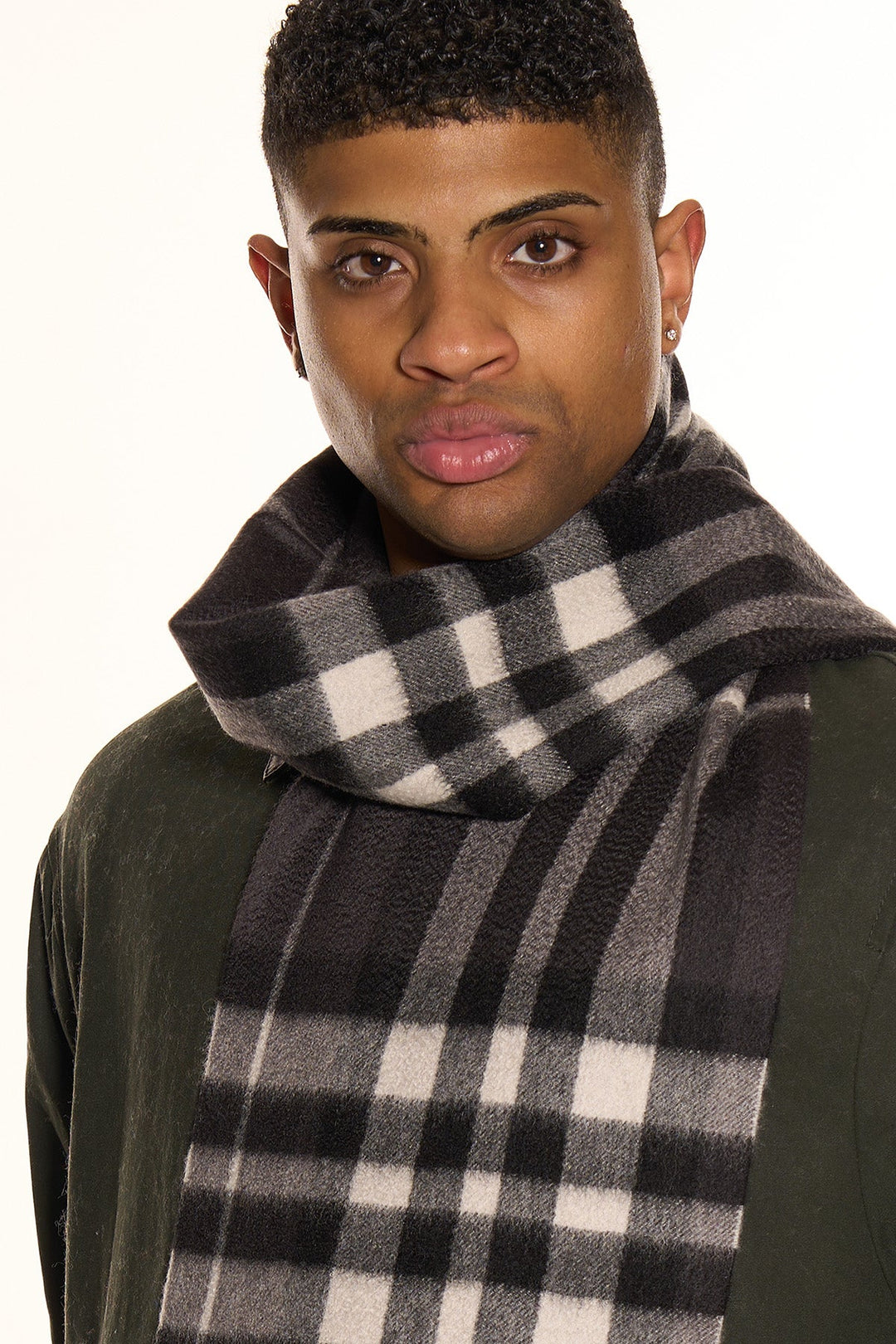 DC Check Cashmere Scarf Charcoal - Small Size