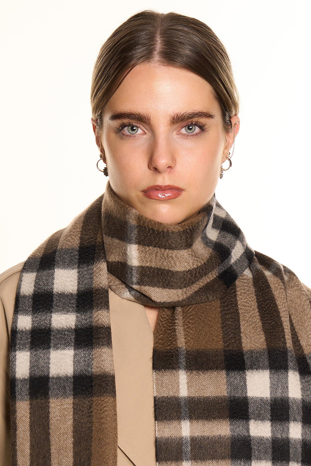 DC Check Cashmere Scarf Chocolate - Small Size