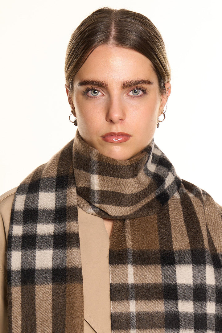 DC Check Cashmere Scarf Chocolate - Small Size