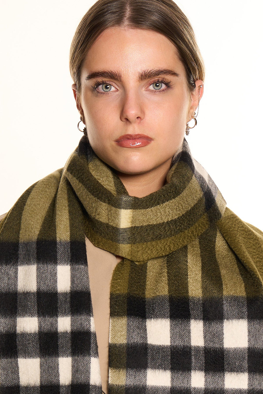 DC Check Cashmere Scarf Green - Small Size