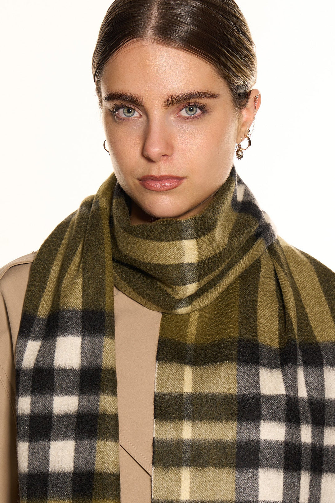 DC Check Cashmere Scarf Green - Small Size