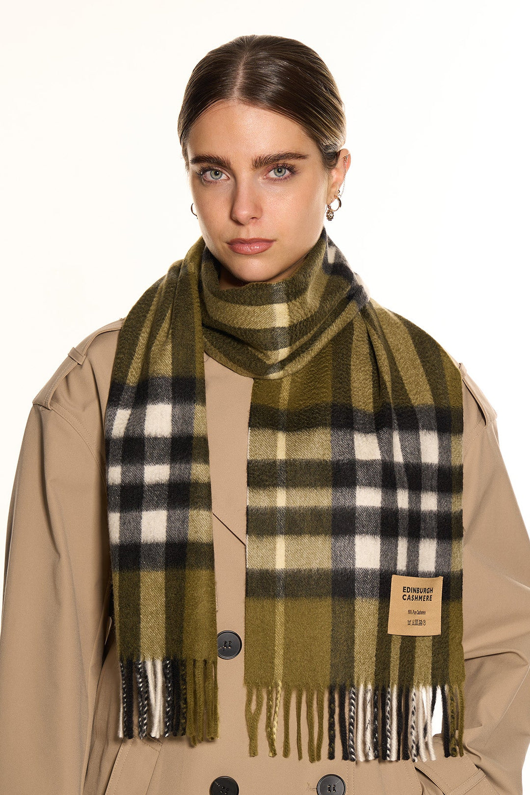 DC Check Cashmere Scarf Green - Small Size