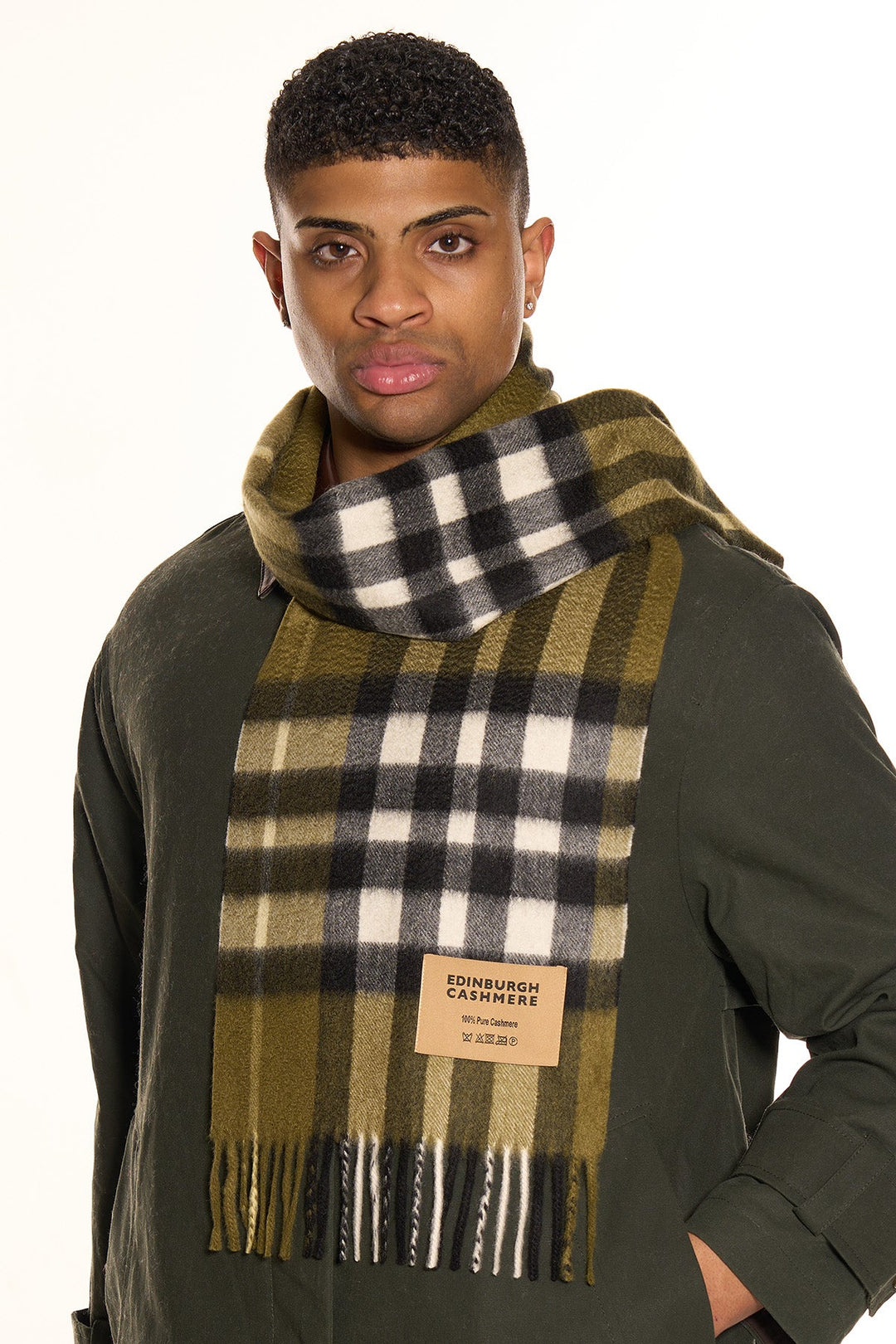 DC Check Cashmere Scarf Green - Small Size