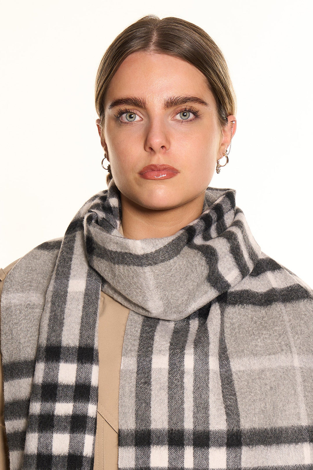 DC Check Cashmere Scarf Grey - Small Size