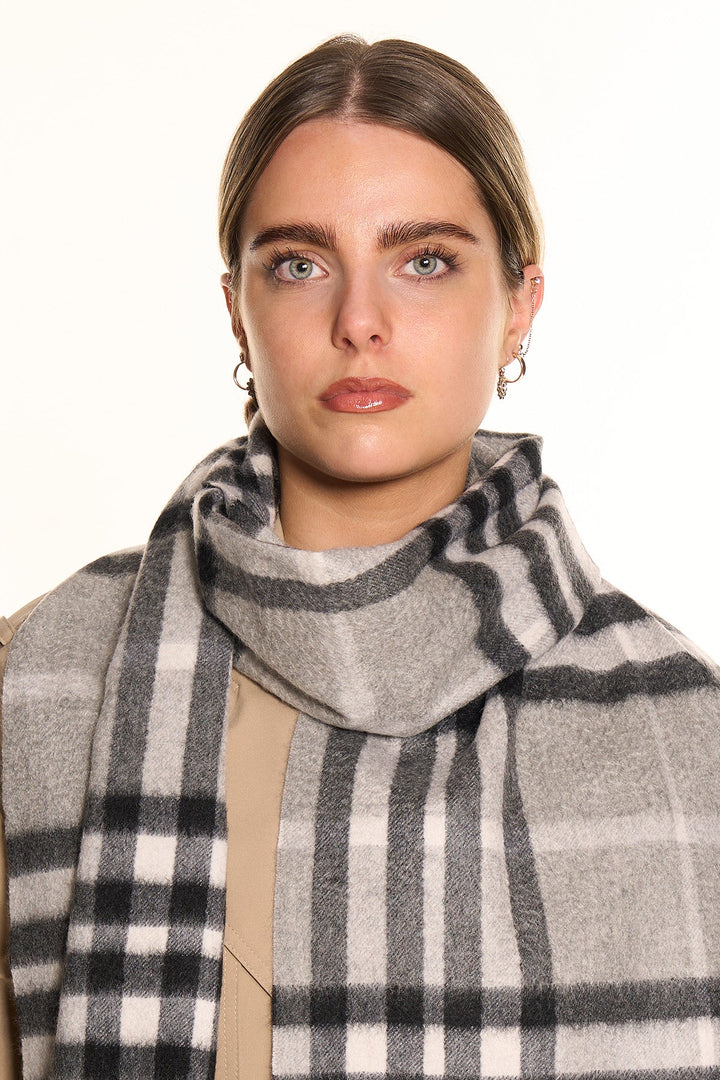 DC Check Cashmere Scarf Grey - Small Size