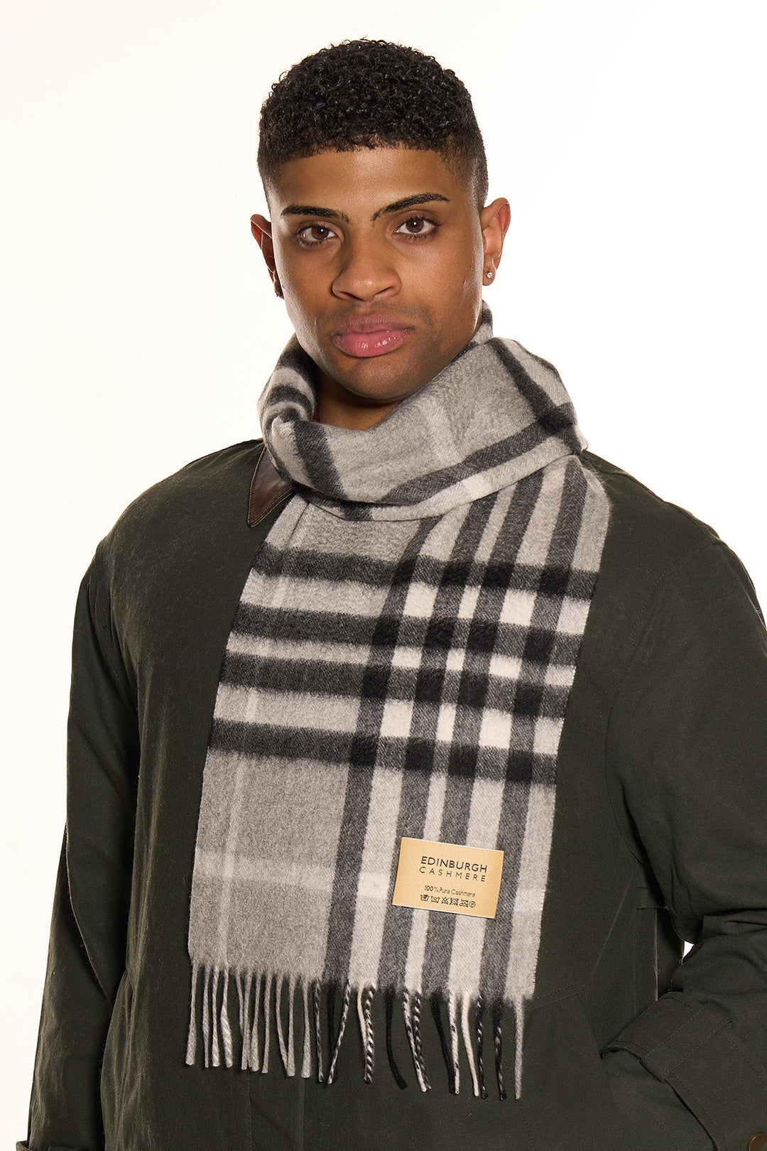DC Check Cashmere Scarf Grey - Small Size
