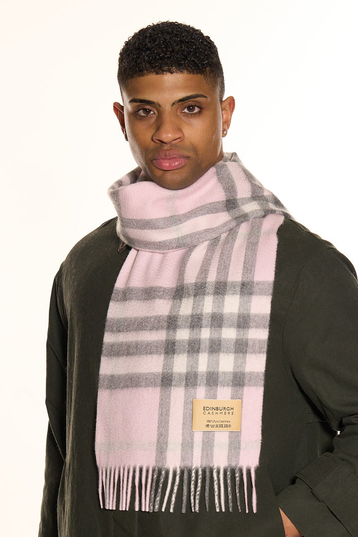 DC Check Cashmere Scarf Light Pink - Small Size