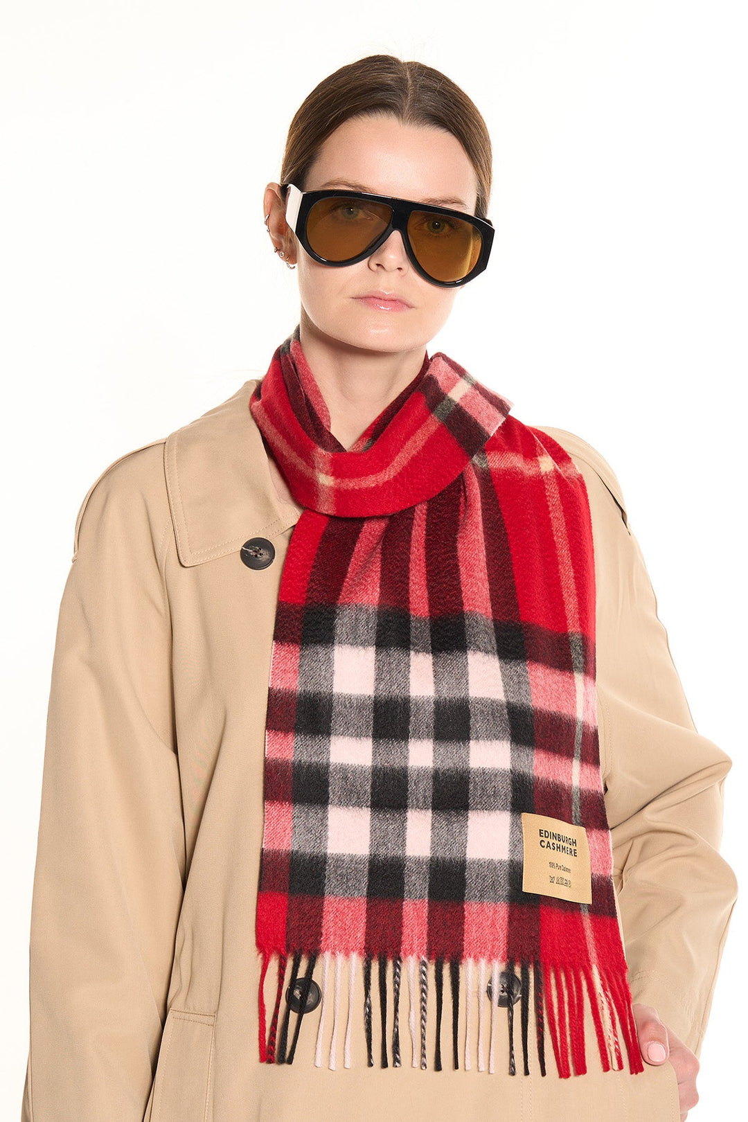 DC Check Cashmere Scarf Red