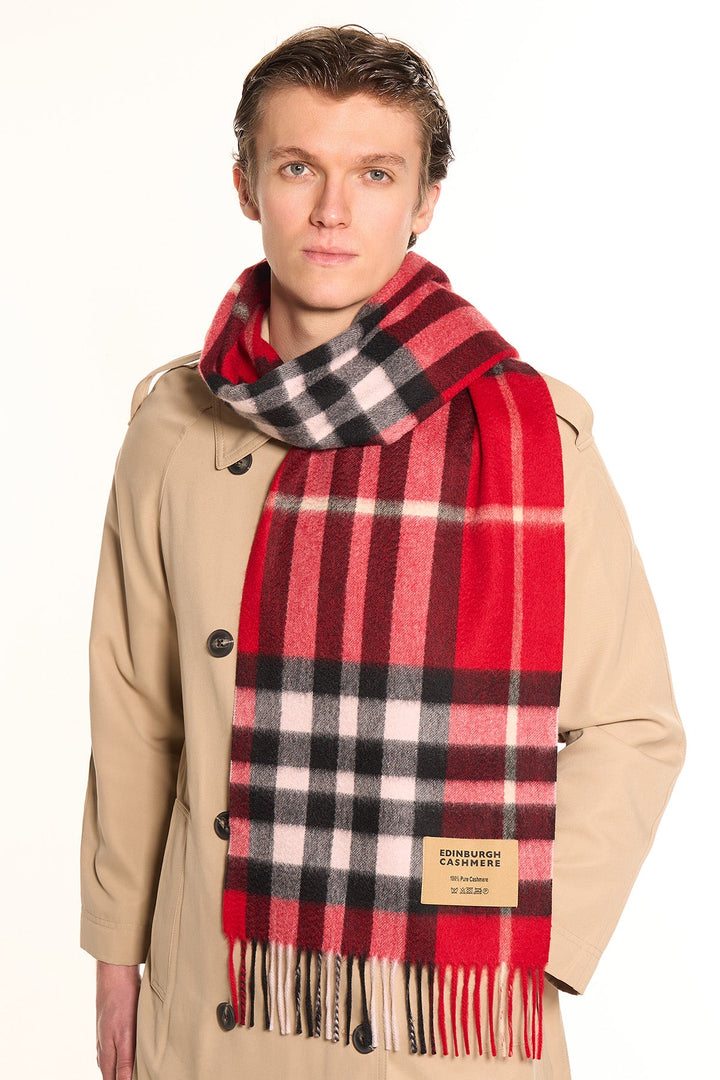 DC Check Cashmere Scarf Red