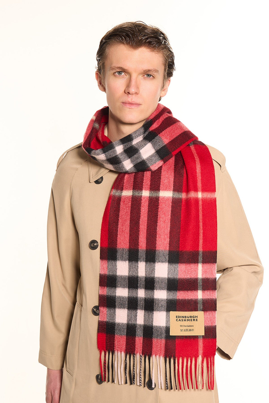 DC Check Cashmere Scarf Red