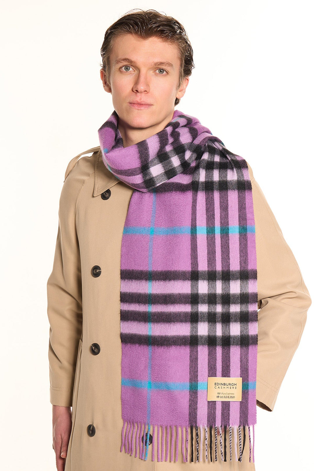 Cashmere Designer Scarf Iconic DC Classic - Lilac