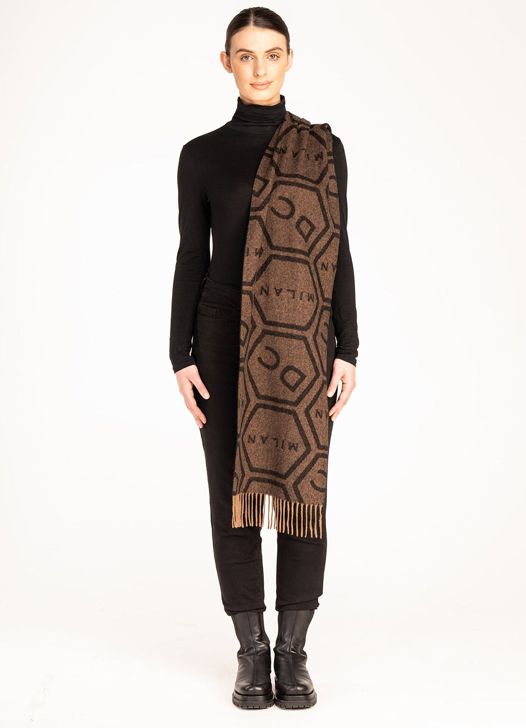 DC Monogram Brown Scarf 100% Pure Lambswool