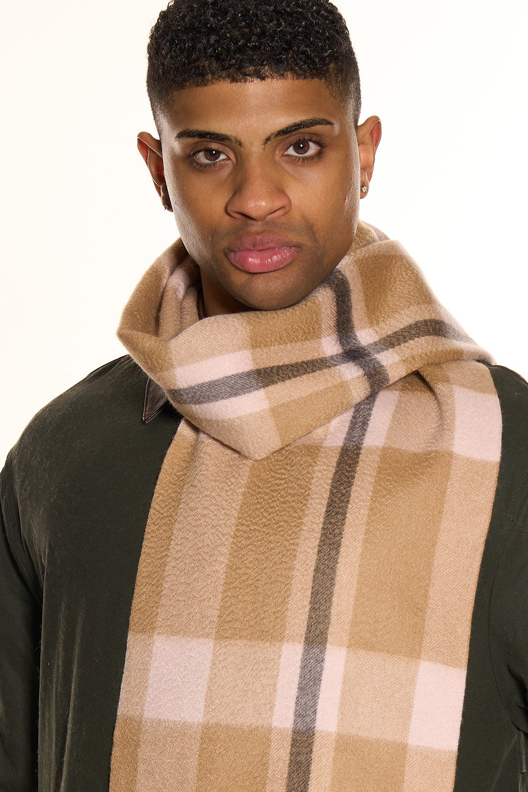 DC Scott Cashmere Scarf Camel and Black 3 - Small Size