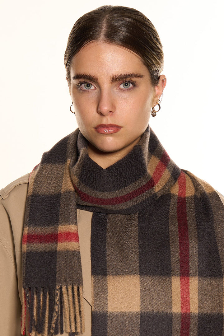 DC Scott Cashmere Scarf Camel and Black - Small Size