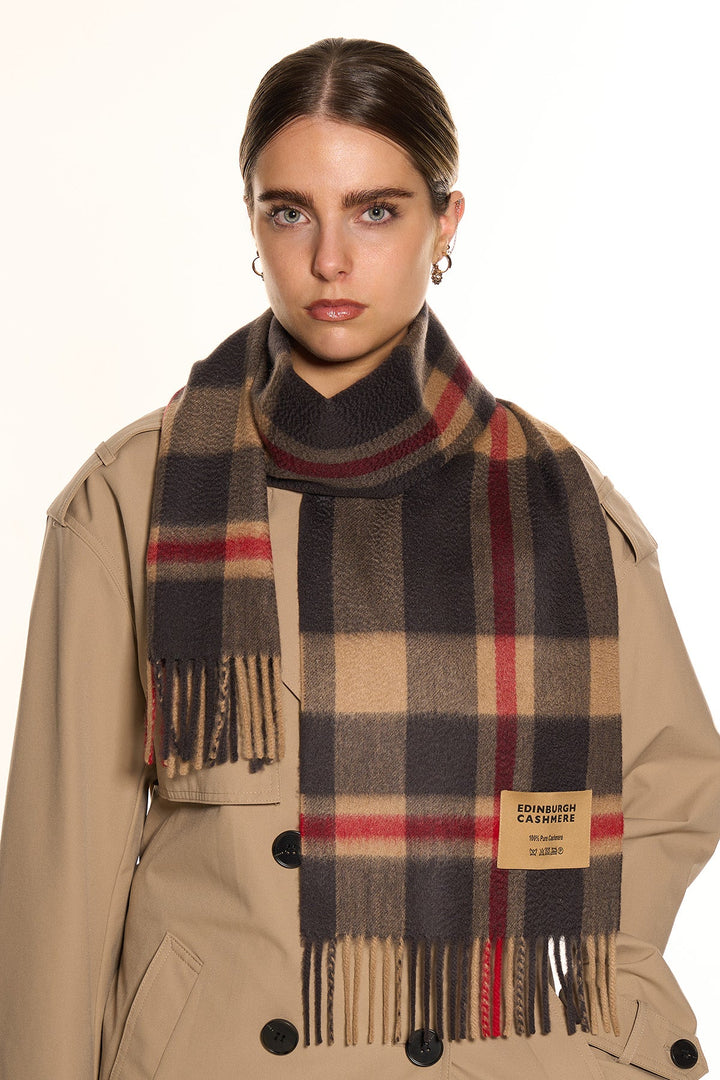 DC Scott Cashmere Scarf Camel and Black - Small Size