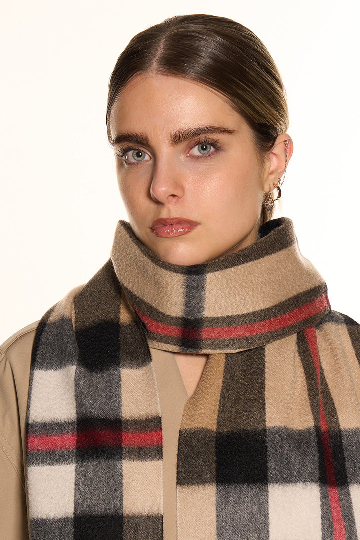 DC Scott Cashmere Scarf Camel and Black - Small Size
