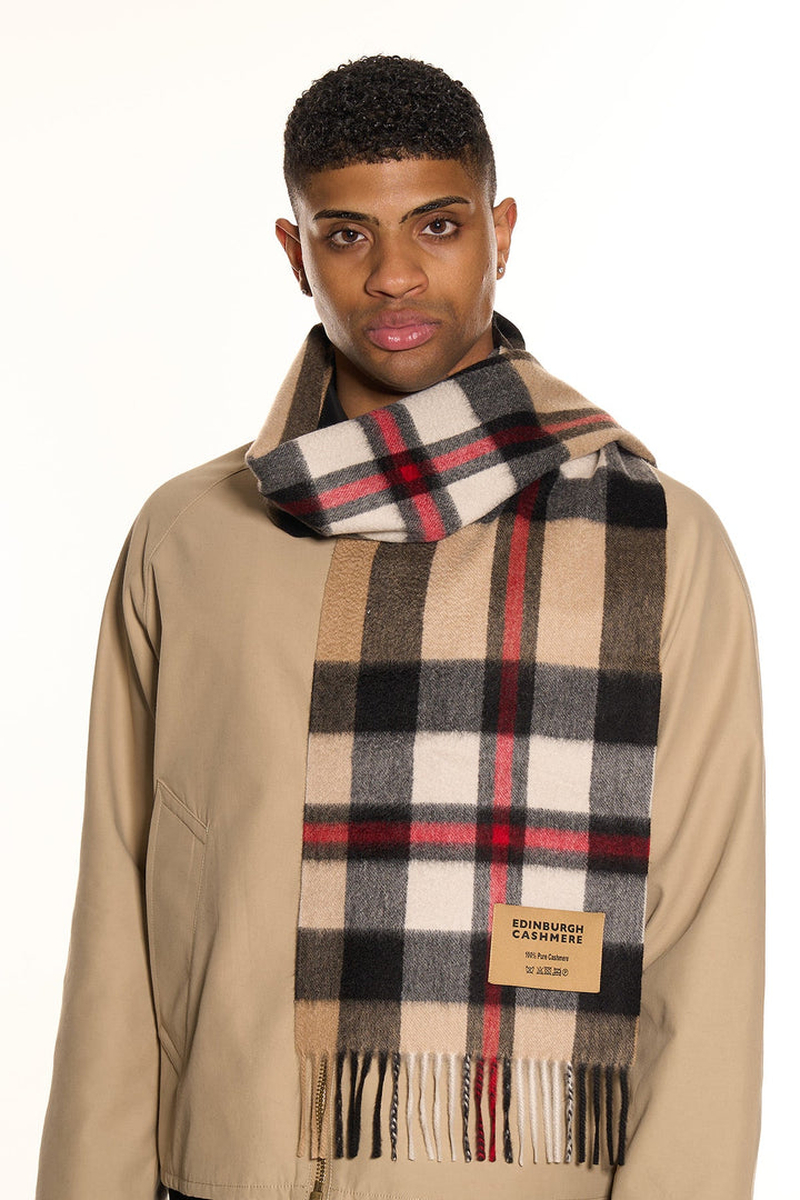 DC Scott Cashmere Scarf Camel and Black - Small Size