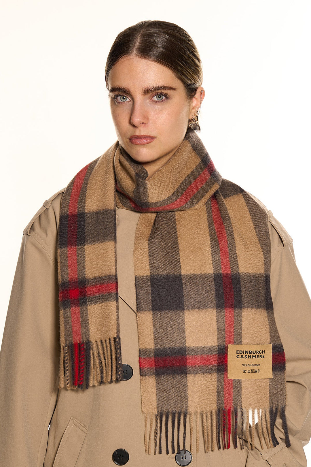 DC Scott Cashmere Scarf Camel and Brown - Small Size