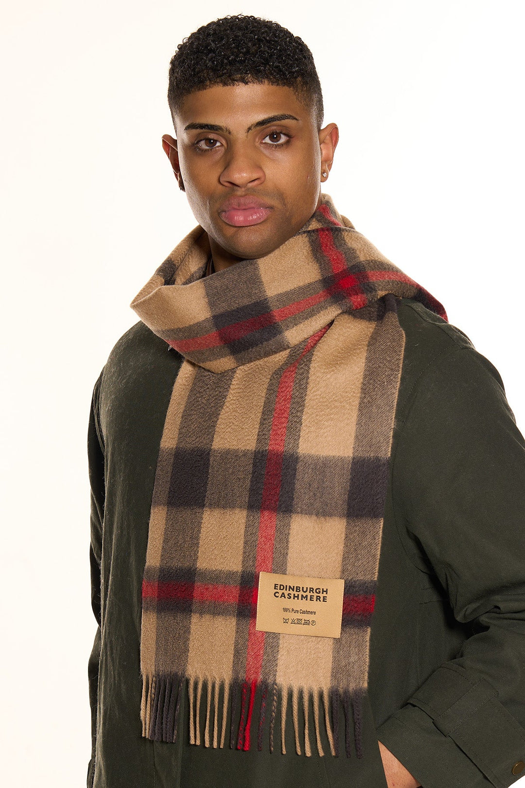 DC Scott Cashmere Scarf Camel and Brown - Small Size
