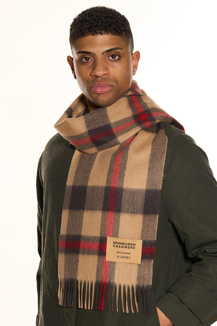DC Scott Cashmere Scarf Camel and Brown - Small Size