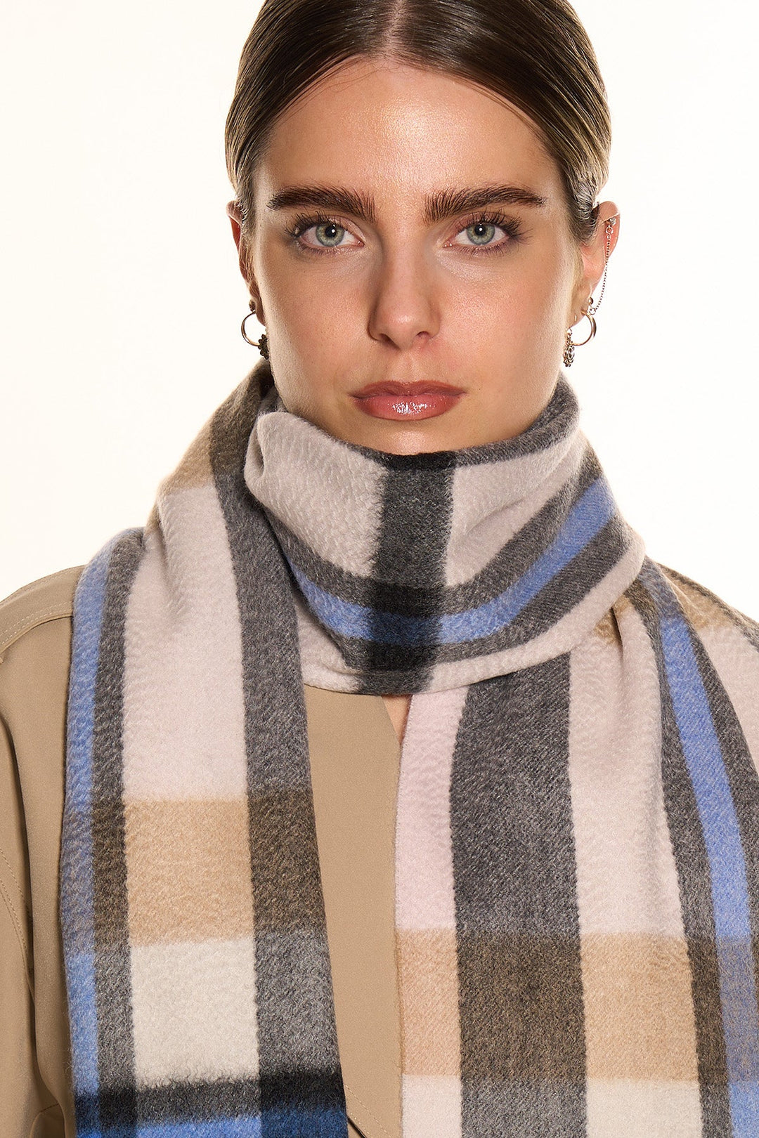 DC Scott Cashmere Scarf Camel and Cream - Small Size