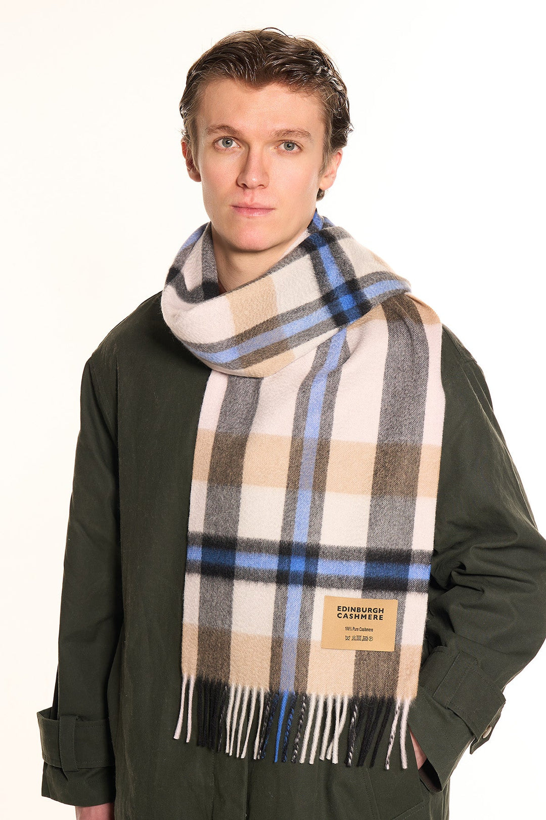 DC Scott Cashmere Scarf Blue/Camel