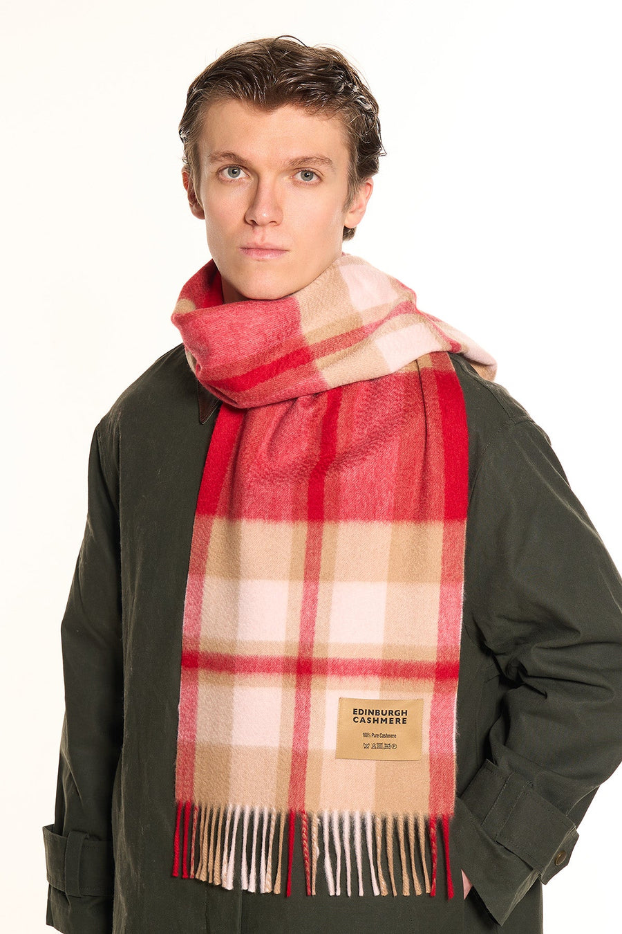 DC Scott Cashmere Scarf Red/Camel