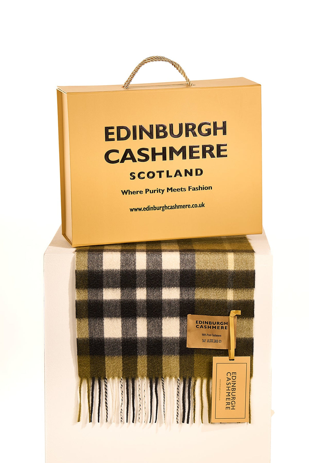 Men DC Check Cashmere Scarf Green