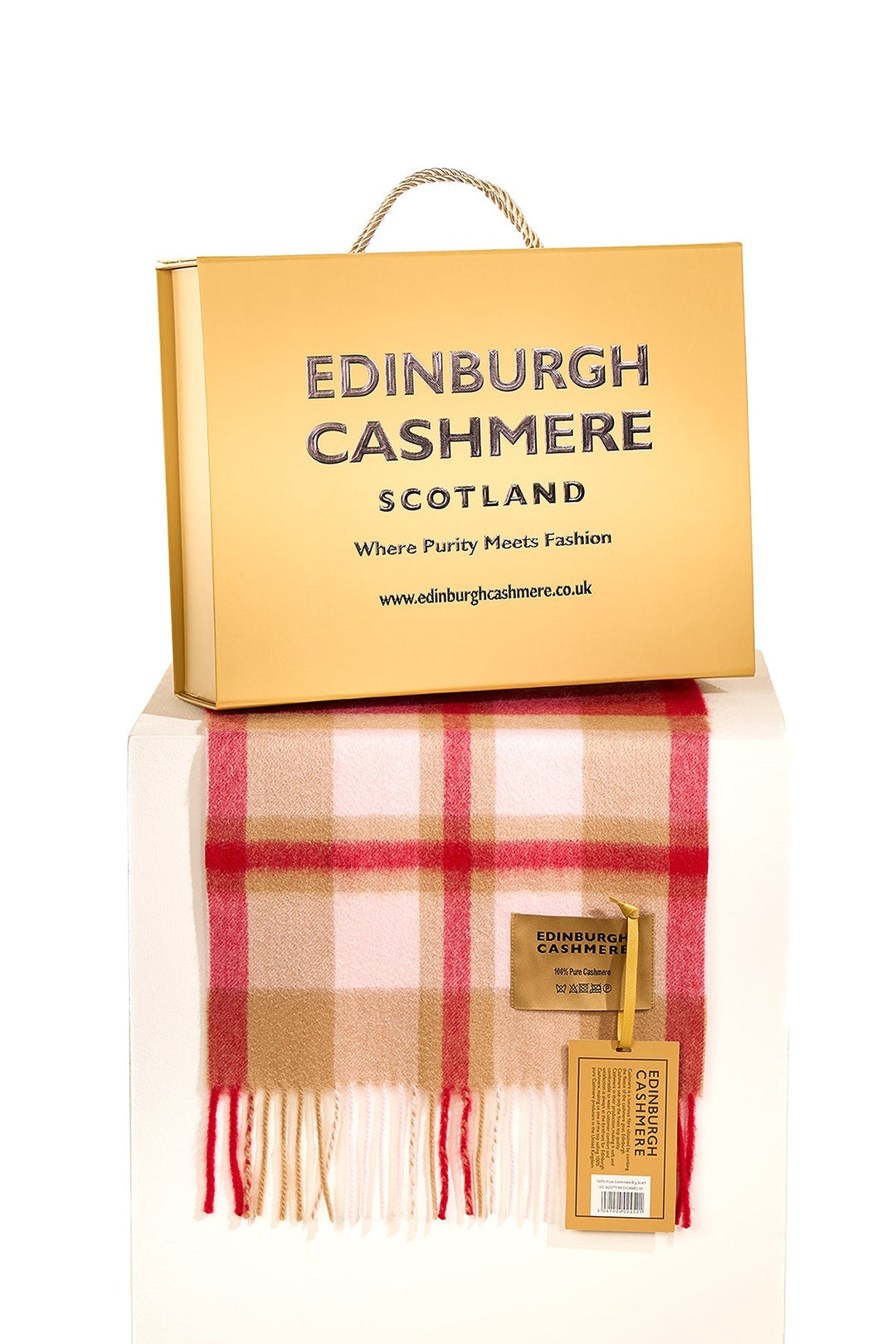 DC Scott Cashmere Scarf Red/Camel - Small Size