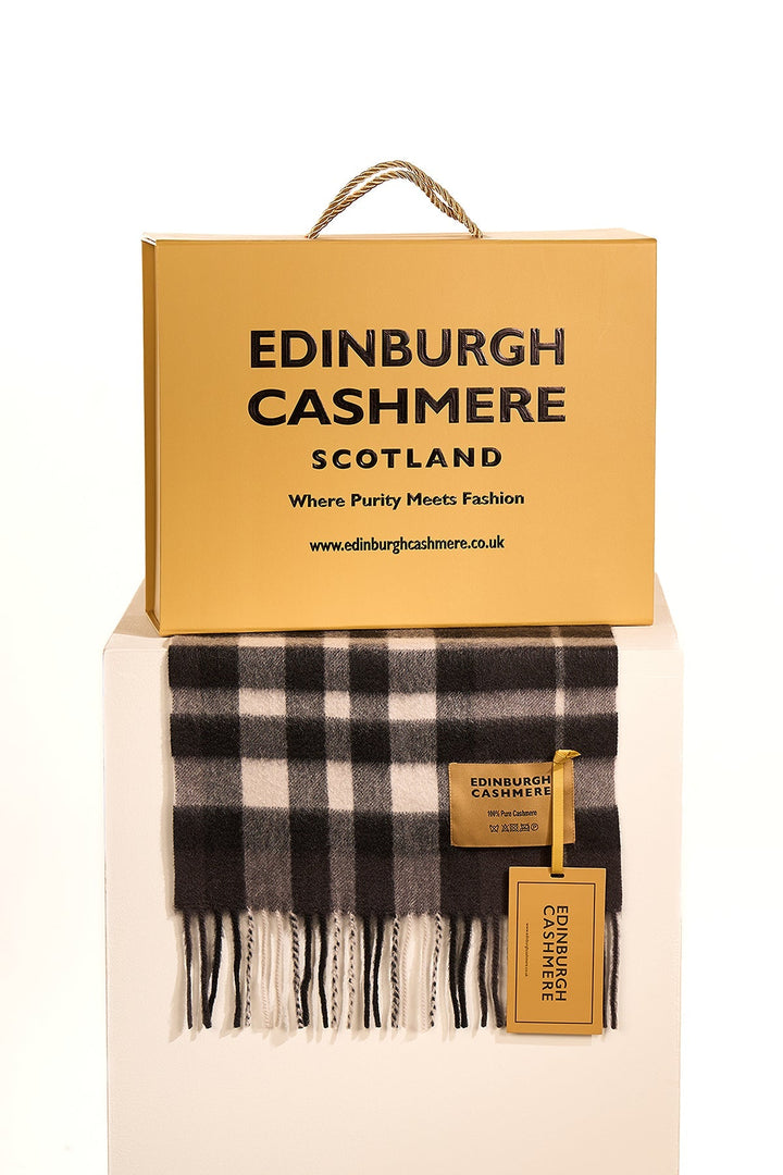 DC Check Cashmere Scarf Charcoal - Small Size